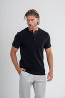 Camisa Henley Gold Manga Curta Preta - Linha Essential