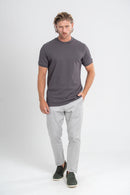 Camiseta Rich Textura Gola Média Chumbo - Linha Rich