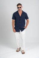 Conjunto Camisa New Paradizo Azul Escura e Calça Vegas Off Rose