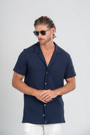 Conjunto Camisa New Paradizo Azul Escura e Calça Vegas Off Rose