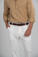Cinto Ascot Tresse - Couro Traçado Marrom