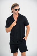 Camisa Paradizo Tricô Texturizada Gola Cubana - Linha Urban - Preto