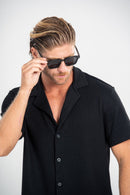 Camisa Paradizo Tricô Texturizada Gola Cubana - Linha Urban - Preto