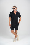 Camisa Paradizo Tricô Texturizada Gola Cubana - Linha Urban - Preto