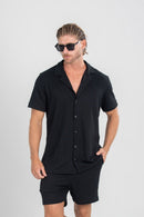Camisa Paradizo Tricô Texturizada Gola Cubana - Linha Urban - Preto