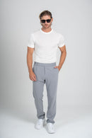 Conjunto Camiseta Tricô Modal Off White + Calça Casablanca Cinza Claro