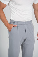 Conjunto Camiseta Tricô Modal Off White + Calça Casablanca Cinza Claro