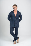 Conjunto Linen Monte Carlo Azul Escura e Calça Amalfi Azul Escura
