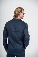 Conjunto Linen Monte Carlo Azul Escura e Calça Amalfi Azul Escura