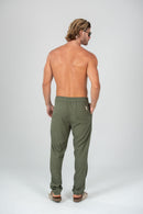 Conjunto Amplo Camisa Resort Bege e Calça Resort Verde