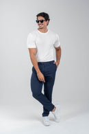 Conjunto Camisa Tricô Modal Off + Calça Chicago Risca de Giz