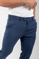 Calça Chicago Risca de Giz Ajuste Dinâmico Azul - Linha Rich