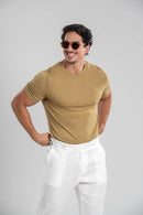 Camiseta Tricot Modal Slim Verde Bronze - Linha Rich