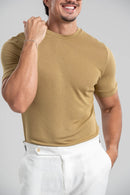 Camiseta Tricot Modal Slim Verde Bronze - Linha Rich