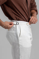 Conjunto Camisa Resort Ampla Marrom + Calça Linho Amalfi Off White