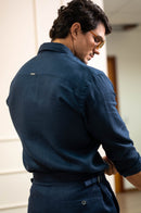 Camisa Amalfi 100% linho Azul Escuro - Linha Resort