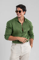 Conjunto Amalfi Camisa Verde e Calça Natural