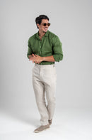 Conjunto Amalfi Camisa Verde e Calça Natural