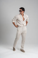 Conjunto Puro Linho Amalfi Calça e Camisa - Natural