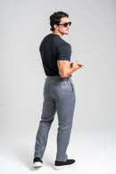 Conjunto Camiseta Tacto Modal Preta + Calça Linho Amalfi Chumbo